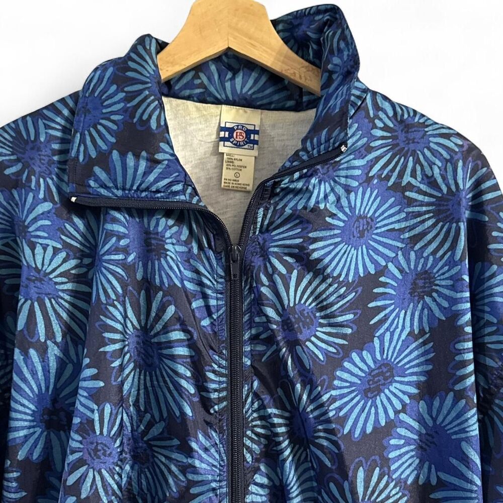 Pro Spirit Women's Blue Flowers Jacket Large - Picture 2 of 6